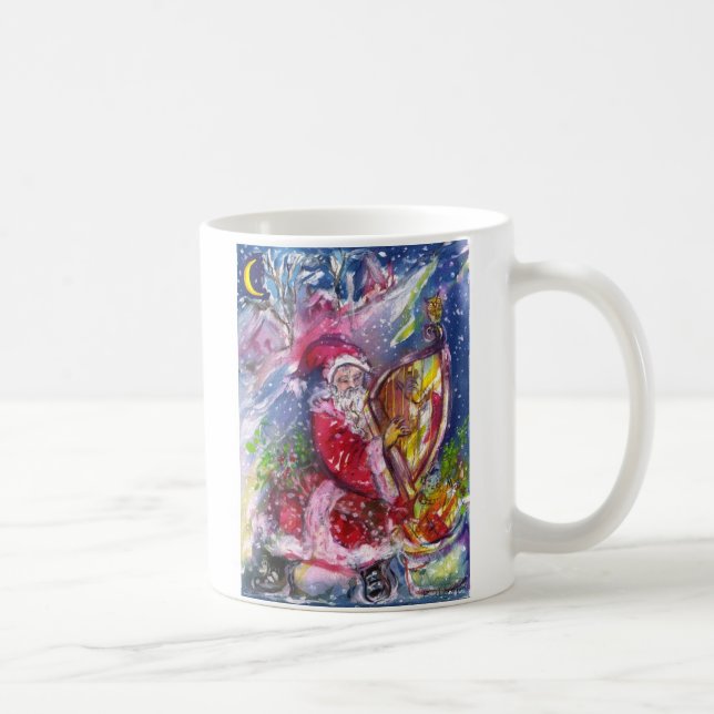 TAZA DE CAFÉ SANTA CLAUS JUGANDO HARP A LA LUZ DE LA LUNA (Derecha)