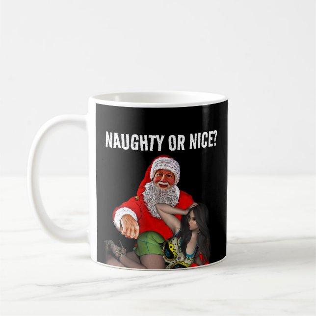 TAZA DE CAFÉ SANTA CLAUS NAUGHTY CHICAS NAVIDADES CAFÉ MUGS (Izquierda)