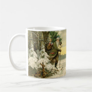 Taza De Café Santa Claus Navidad Victoriano Árbol Navideño Vint