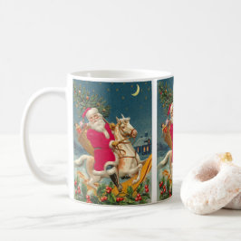 Taza De Café Santa Claus on a wooden horse