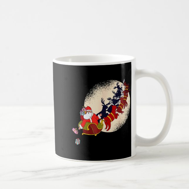 Taza De Café Santa Claus On Christmas Sleigh Pulled By Reindeer (Derecha)