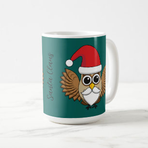 Taza De Café Santa Claus Owl   Añadir su nombre