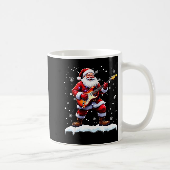 Taza De Café Santa Claus Playing B Guitar Christmas Xmas Music  (Derecha)