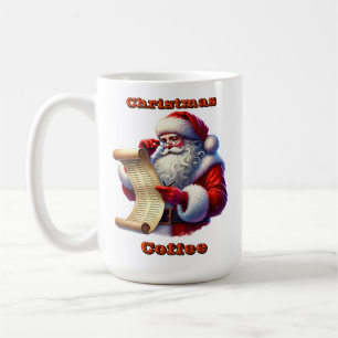 Taza De Café Santa Claus revisa su lista de deseos de los niños