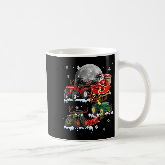 Taza De Café Santa Claus Riding Tractor Sleigh Christmas Tracto (Derecha)
