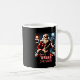 Taza De Café Santa Claus Rock Guitar Feliz Navidad