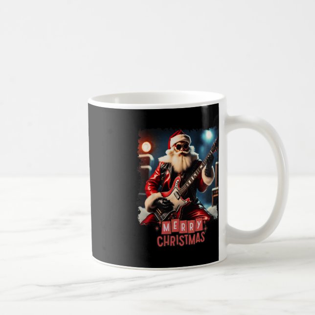 Taza De Café Santa Claus Rock Guitar Feliz Navidad (Derecha)
