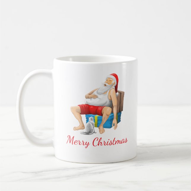 Taza De Café Santa Claus se está echando una pequeña siesta (Izquierda)