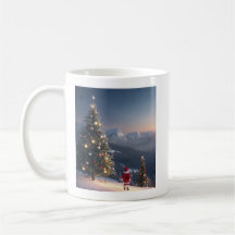 Santa Claus Snowy Mountain Mug | Árbol de Navidad