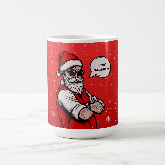 Taza De Café Santa Claus Stay Naughty Funny Navidades (Centro)