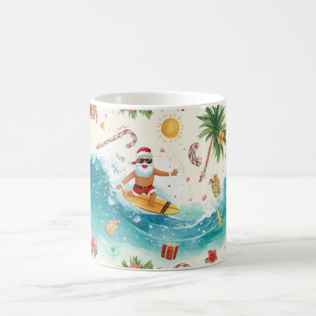 Taza De Café  Santa Claus surfing on Christmas Holiday  (Centro)
