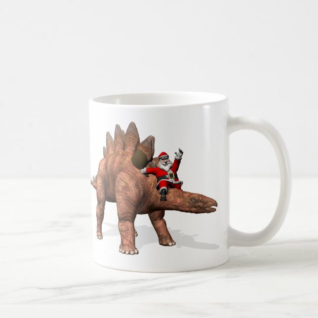 Taza De Café Santa Claus Viajando En Stegosaurus (Derecha)