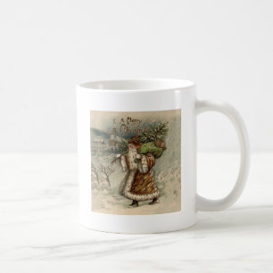 Taza De Café Santa Claus Victoriano con árbol de Navidad