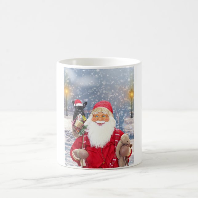 Taza De Café Santa Claus w Navidades regalos Bulldog francés (Centro)