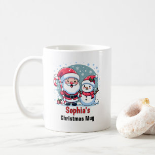 Taza De Café Santa Claus y muñeco de nieve lindos Navidad Perso