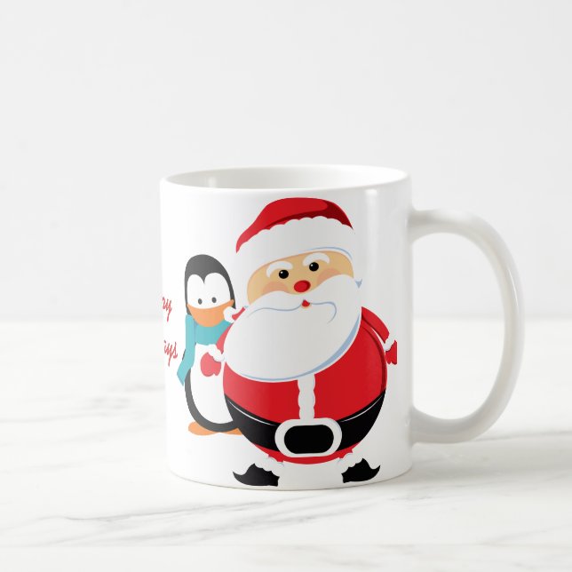 Taza De Café Santa Claus Y Pingüino (Derecha)