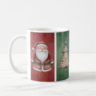 Taza De Café Santa color de agua, árbol y Fox Mug