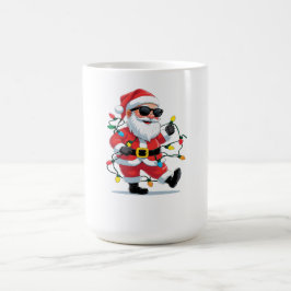 Taza De Café Santa Cool con Luces de Navidad – Festivo Moderno 