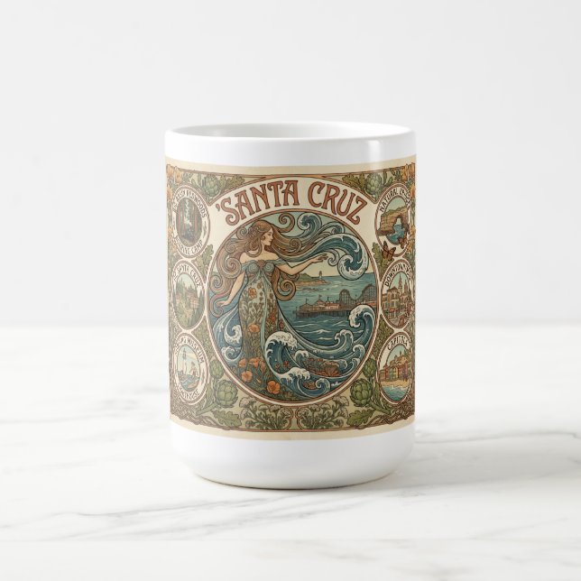 Taza De Café Santa Cruz California Art‑Nouveau Coast (Centro)