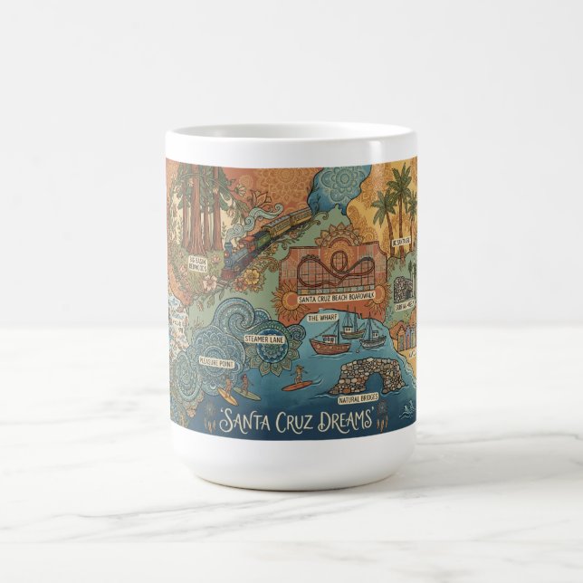 Taza De Café Santa Cruz California Dreams Map – Vibrant Coast (Centro)