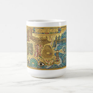 Taza De Café Santa Cruz California Mapa Mosaico Junta Paseo Mar