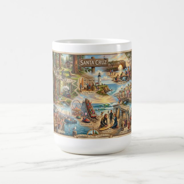 Taza De Café Santa Cruz Vibe Map – Cultural Coastal Art Print (Centro)