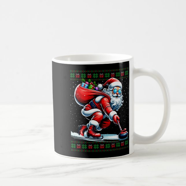 Taza De Café Santa Curling Ugly Christmas Sweater  (Derecha)
