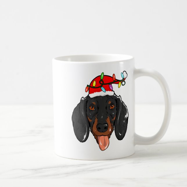 Taza De Café Santa Dachshund Light Christmas  (Derecha)