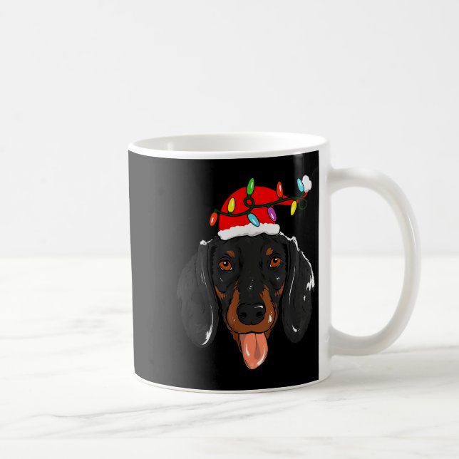 Taza De Café Santa Dachshund Luz Navidad  (Derecha)