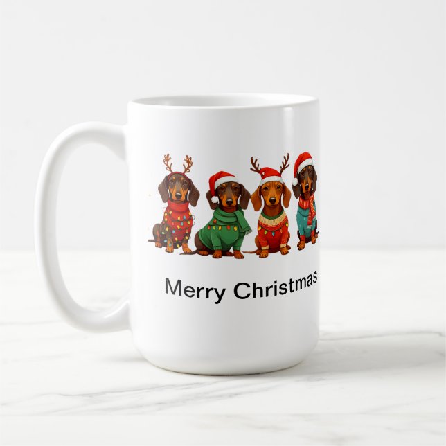 Taza De Café Santa Dachshunds (Izquierda)