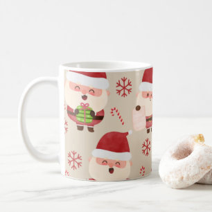 Taza De Café Santa de acuarela copo de nieve bastón de caramelo