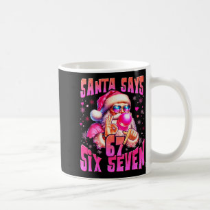 Taza De Café Santa Dice Seis Siete 6 7 Meme Santa Burbuja Rosa