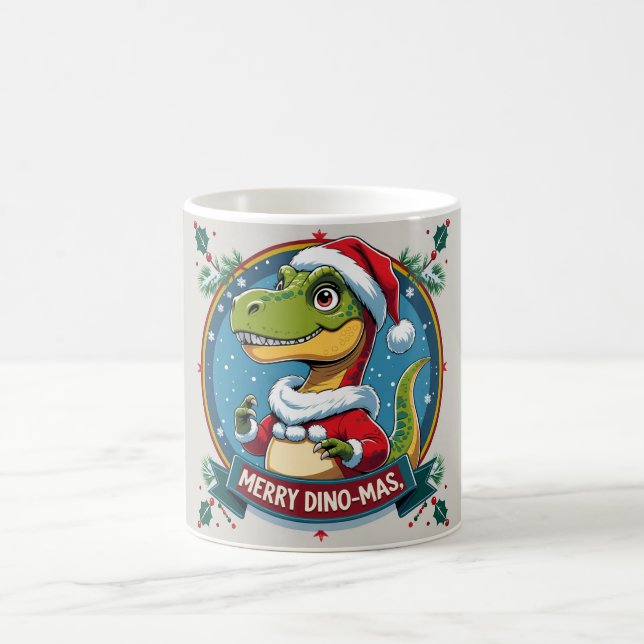 Taza De Café Santa Dinosaur Christmas Funny “Merry Dino-Mas”  (Centro)