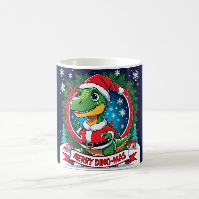 Taza De Café Santa Dinosaur Christmas Funny “Merry Dino-Mas”  (Centro)
