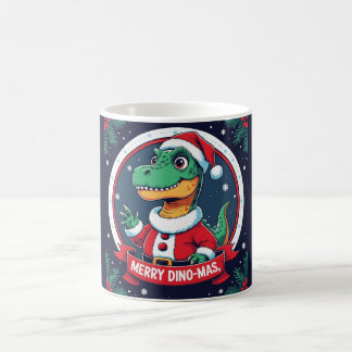 Taza De Café Santa Dinosaur Christmas Funny “Merry Dino-Mas”