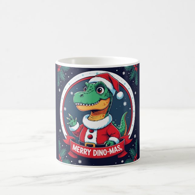 Taza De Café Santa Dinosaur Christmas Funny “Merry Dino-Mas”  (Centro)