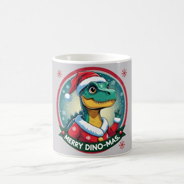 Taza De Café Santa Dinosaur Christmas Funny “Merry Dino-Mas”  (Centro)