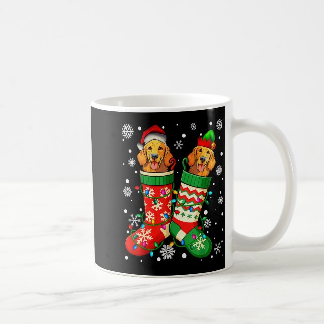 Taza De Café Santa Elf Golden Retriever Dog In Christmas Socks  (Derecha)