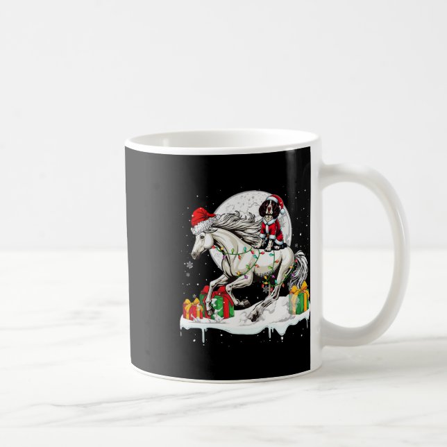 Taza De Café Santa English Springer Spaniel Riding Horse Christ (Derecha)