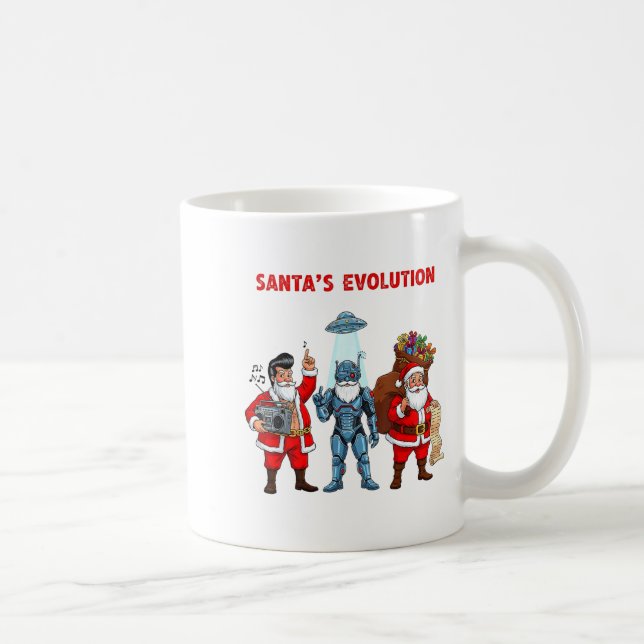 Taza De Café Santa Evolution Robot Clic Future Funny Christmas  (Derecha)