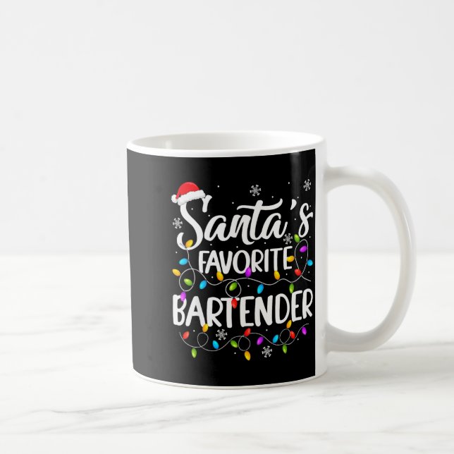 Taza De Café Santa Favorite Bartender Christmas Lights Funny Xm (Derecha)