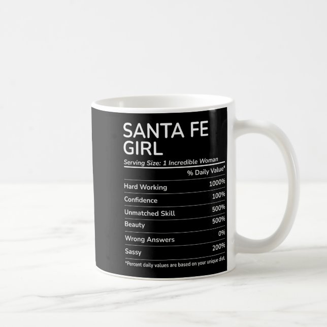 Taza De Café Santa Fe Girl Funny New Mexico Hometown  (Derecha)