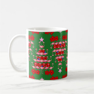 Taza De Café Santa Flamencos, la fiesta navideña en verde