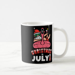 Taza De Café Santa Flamingo Flotador Para Piscina Navidad Julio