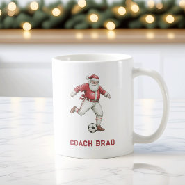 Taza De Café Santa Fútbol Navidad Personalizada