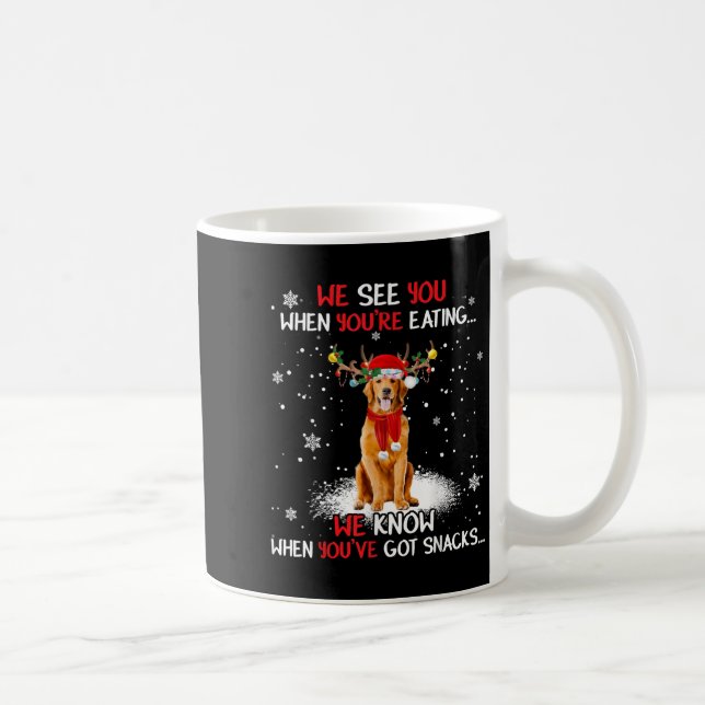 Taza De Café Santa Golden Retriever Reindeer Light Christmas Pa (Derecha)