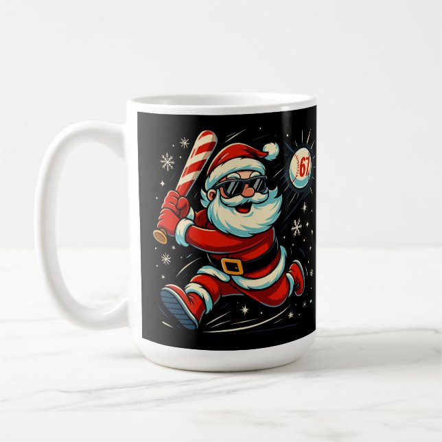 Taza De Café Santa Golpea el Meme de Navidad 6-7 (Izquierda)
