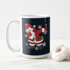 Taza De Café Santa haciendo dab Navidad divertida nieve