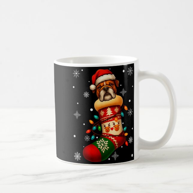 Taza De Café Santa Hat Bulldog Dog In Christmas Socks Men Women (Derecha)