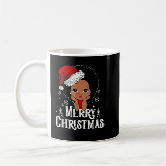 Taza De Café Santa Hat, Chica afroamericano, me Navidad
